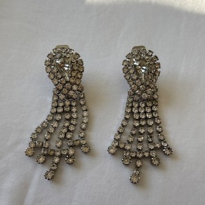 Vintage Brand PAT PEND Chandelier Rhinestone Clip On Earrings