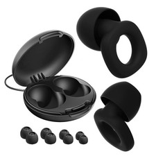 Ear Plugs Noise Reduction 28dB Silicone Sleep Travel 8 Tips Case Black