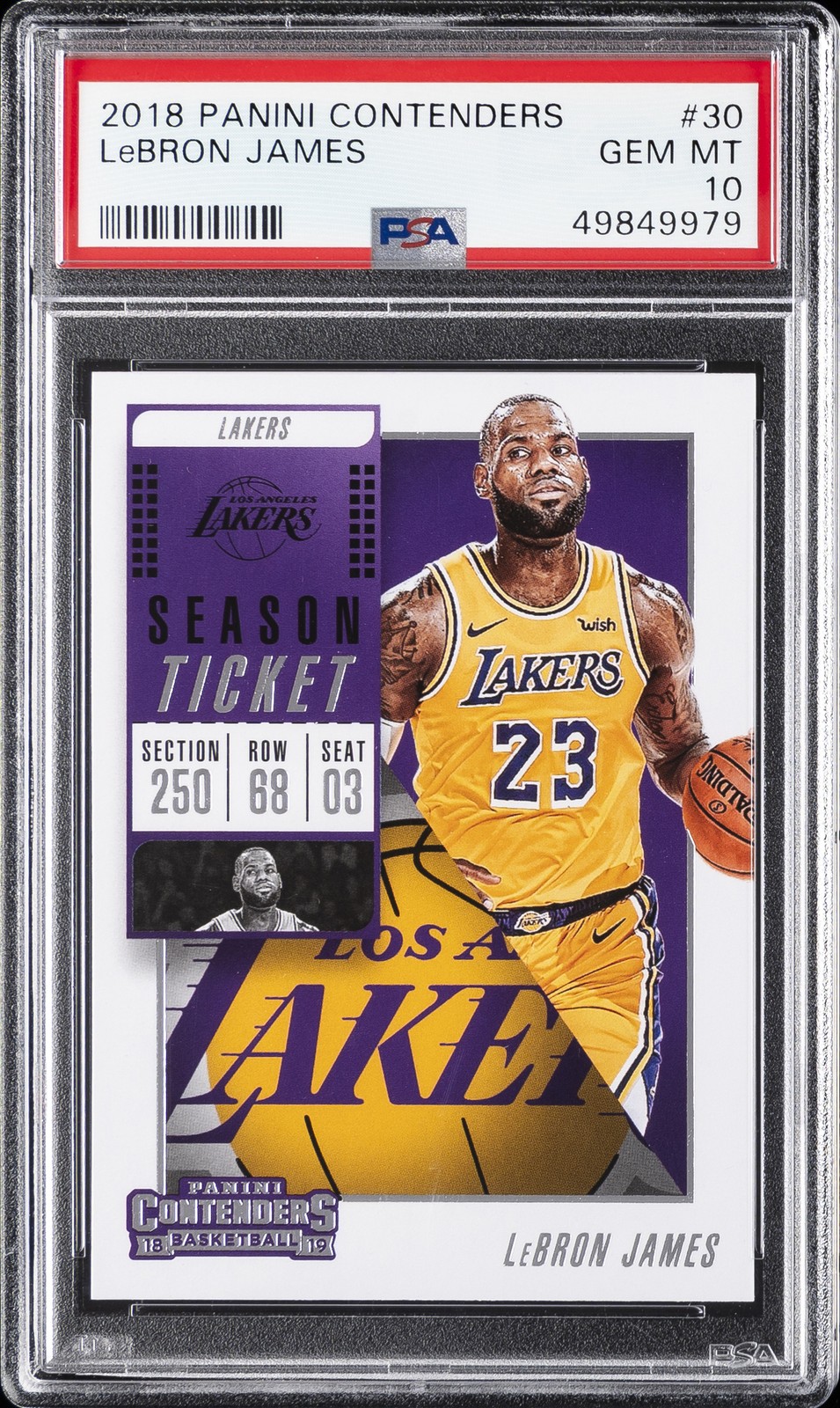 LeBron James #30 Basketball Cards 2018 Panini Contenders trading card — raw and PSA graded price guide
