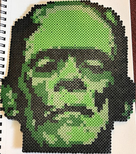 Handmade perler bead Frankenstein wall art 