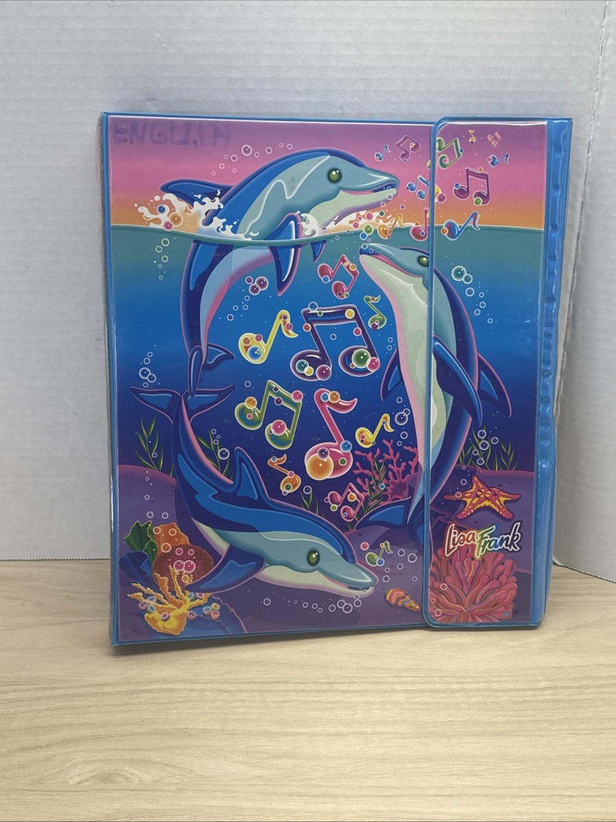 Lisa Frank Binder Dolphins Musical Notes 90s Vintage 3-Ring School