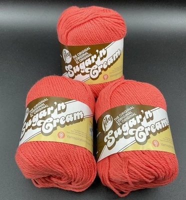 Lot of 3 - Lily Sugar ‘N Cream 4 Ply Cotton Yarn - Tangerine - 2.5 Oz Skeins - Image 1 of 4