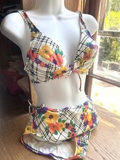 Vintage 60s 70s Adonna Bikini Top 32C Bottoms M JC Penney Lace Up Hip Hugger