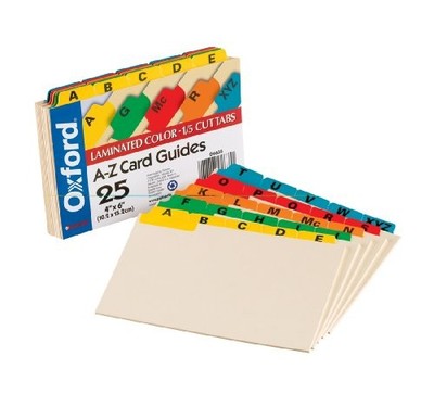 Esselte 04635 A-Z Laminated Tab Card Guides 25/set Manila