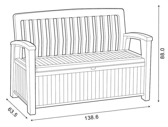 Keter Patio Storage Bench baule cassapanca esterno in resina effetto legno 227L - Immagine 2 di 2