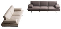 Elegantes Grau-Beiges Sofa-Set 4-Sitzer Designer Dreisitzer 2Tlg