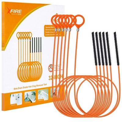 32 Inch Anti-break Metal Drain Snake, Hair Clog Remover, Orange-N-32IN