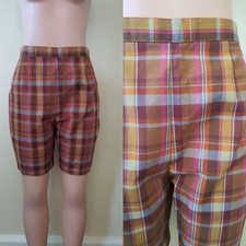 Vintage 1960s Pink and Blue Plaid Bermuda Shorts 28 Waist