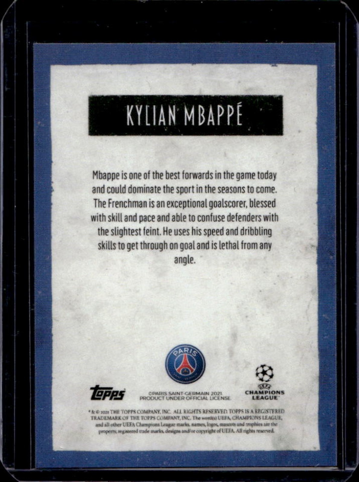 2021-22 Topps Deco UEFA UCL Kylian Mbappe League Artistry PSG view 2