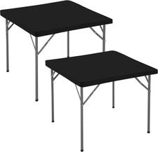 Square Fitted Table Covers 24X24 Inch-2 Pack Black Card Elastic Spandex Tableclo