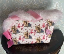 Pet Carrier Handmade Quality Faux Fur YORKIE Dog Cat Travel Bag Purse Luxury