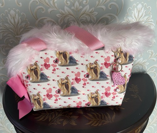 Pet Carrier Handmade Quality Faux Fur YORKIE Dog Cat Travel Bag Purse Luxury