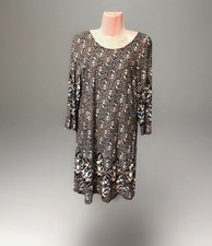 Ladies  Brown Mix Floral Folk Swing Dress Boho Chic Size 10 RRP £29.99 BNWT