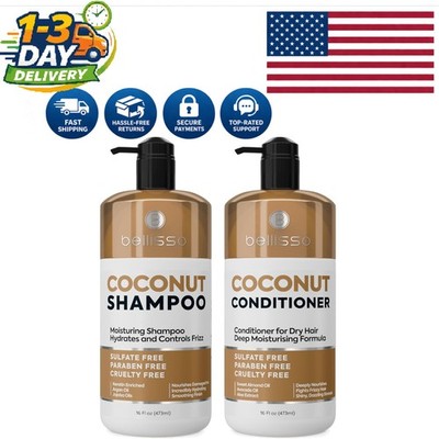 Professional Grade Coconut Shampoo & Conditioner Duo - Deep Hydration, 32 Fl Oz