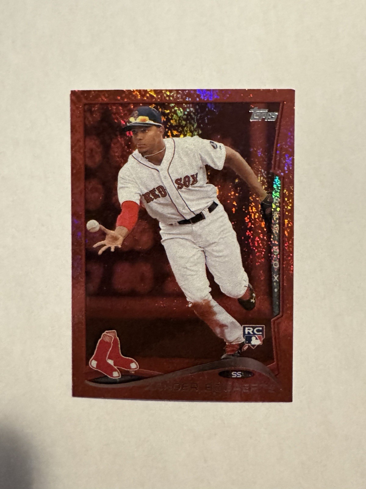 2014 Topps Xander Bogaerts 133 Red Hot Foil RC Rookie Card SP Parallel Red Sox