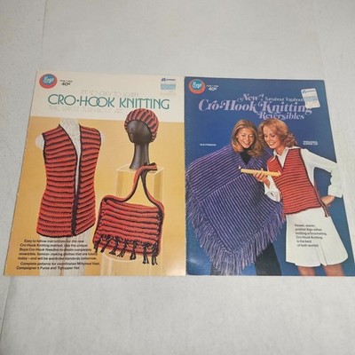 Boye Cro-Hook Knitting Leaflet Lot of 2 including Reversibles Items 7695 & 7696