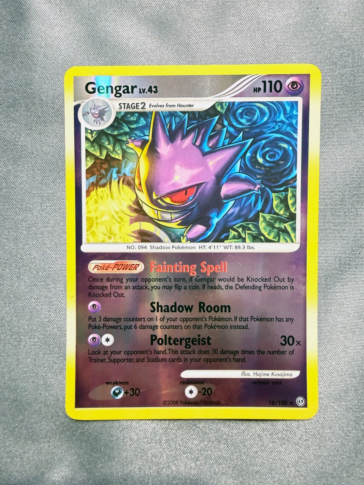 Pokemon Gengar Reverse Holo Card 18/100 LV 43 18/100 LV.43 2008 Stormfront NM