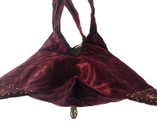 Antique Velvet Reticule Purse Late 1800s Early 1900s Burgundy Velvet, Beaded