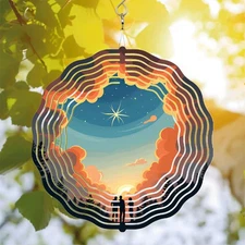 Serene Sunset Metal Wind Spinner & Chime - Concentric Circle Design 