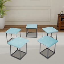 Sgabello Divano 5 in 1 Multifunzione Impilabile Combinato Blu DHL