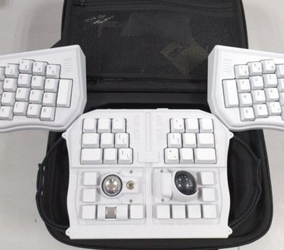 dotBravo GrabShell M1 Transformable Ergonomic Keyboard Trackball Wireless White