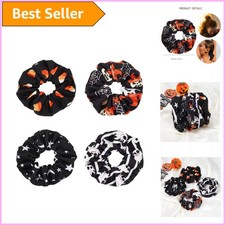 Chic Spooky Hair Ties - Set of 4 Classic Halloween Scrunchies for Women
