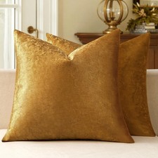 Gold Velvet Throw Pillow Covers 18x18 Set of 2 Decorative Cushion Covers Soft