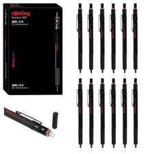 rOtring Mechanical Pencil HB 500 Black 0.5 mm 12-Pack Graphite/Drafting/Sketch