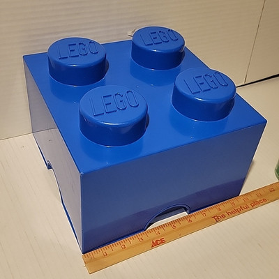 LEGO by Room Copenhagen 4-Stud Stackable Storage Brick Box w/ Lid BLUE 4x4 Block