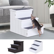 3 Step Wood Carpet Non Slip Pet Stairs Ramp for Cats and Small Dogs
