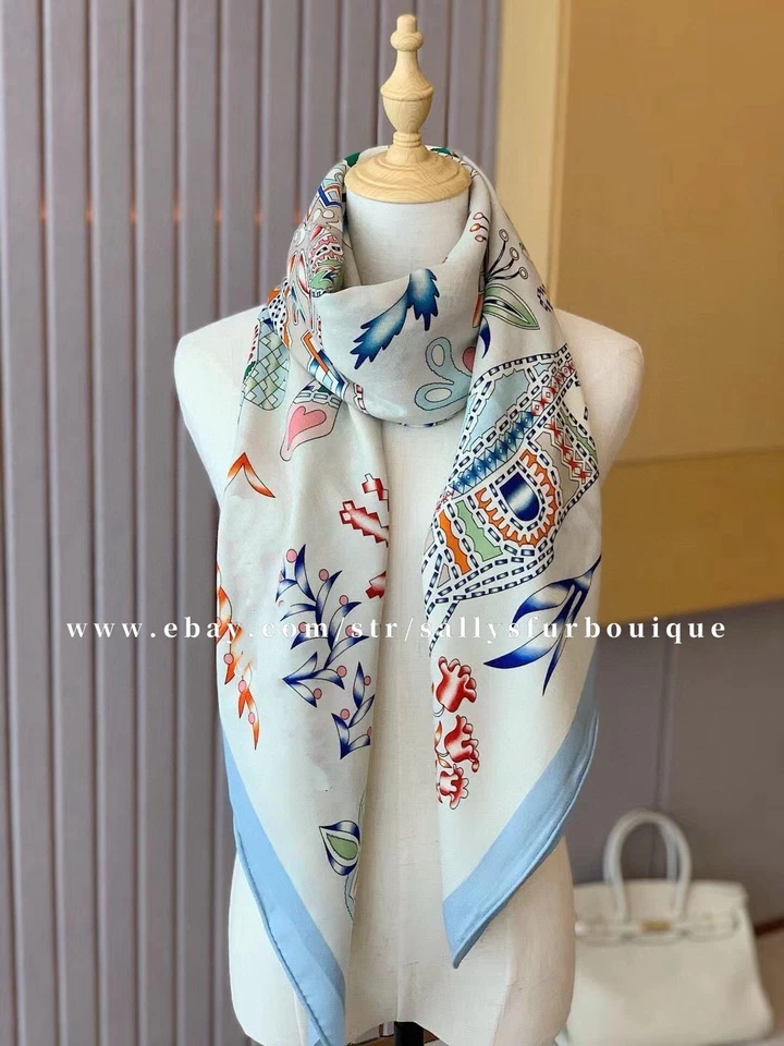 Sallys 70% Cashmere 30% Silk Wrap Scarf Floral Horse Print Double Face Shawl 53" - Image 3 of 4