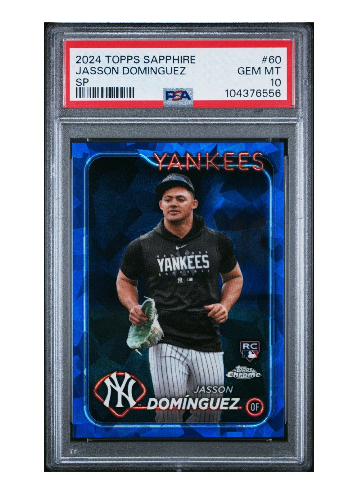 Jasson Dominguez 2024 Topps Chrome Sapphire Rookie Image Variation SP #60 PSA 10