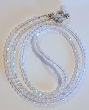 EYEGLASS CHAIN 27" CLEAR AB CRYSTAL Beaded Holder Strap Reading Glasses iCandy