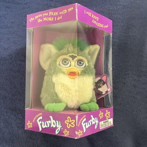 Peluche Furby 1999 Model 70-800 Frog Furby Green fur Blue eyes RARE