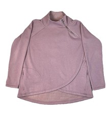 Athleta Cozy Karma Asymmetric Pullover Sweatshirt Fleece Lined Top Large Mauve