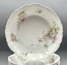 Tresseman Vogt T V Limoges Porcelain Bowls Pink Roses Set Of 4