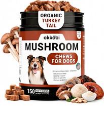 Turkey Tail Mushroom for Dogs - 150 Soft Chews - with Turkey Tail, Lion  s Mane,
