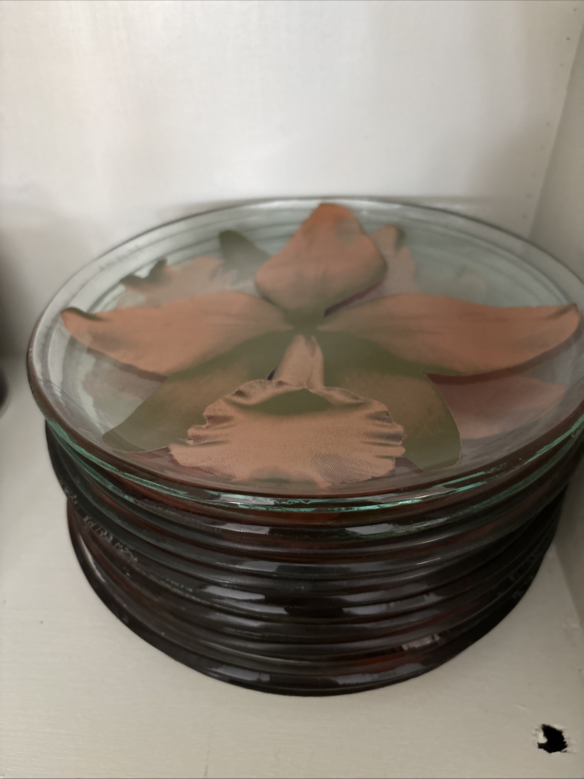 Annie Glass Plate 12"Orchid Sign Limited Edit Hand Signed, O'keffe Inspired USA