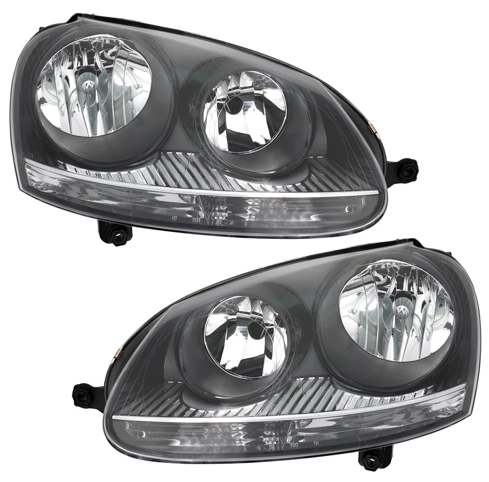 Scheinwerfer Set für VW Golf 5 03-09 + GTI + Jetta in Schwarz H7 H7 Halogen LWR