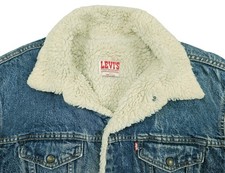 HOT VTG Men USA LEVI'S 71608 SHERPA TRUCKER FLEECE LINED Denim JACKET Jeans 44 L