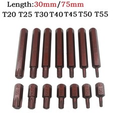 1PC/Torx Star Screwdriver Bits 30mm  75mm Hex Shank T20/T25/T30/T40/T45/T50/T55