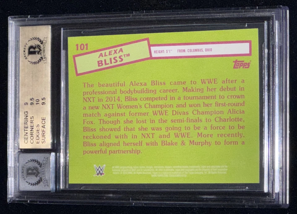 Alexa Bliss 2015 Topps Heritage WWE NXT Signed Rookie Card BAS BGS 10 Auto (RC) - Image 2 of 4