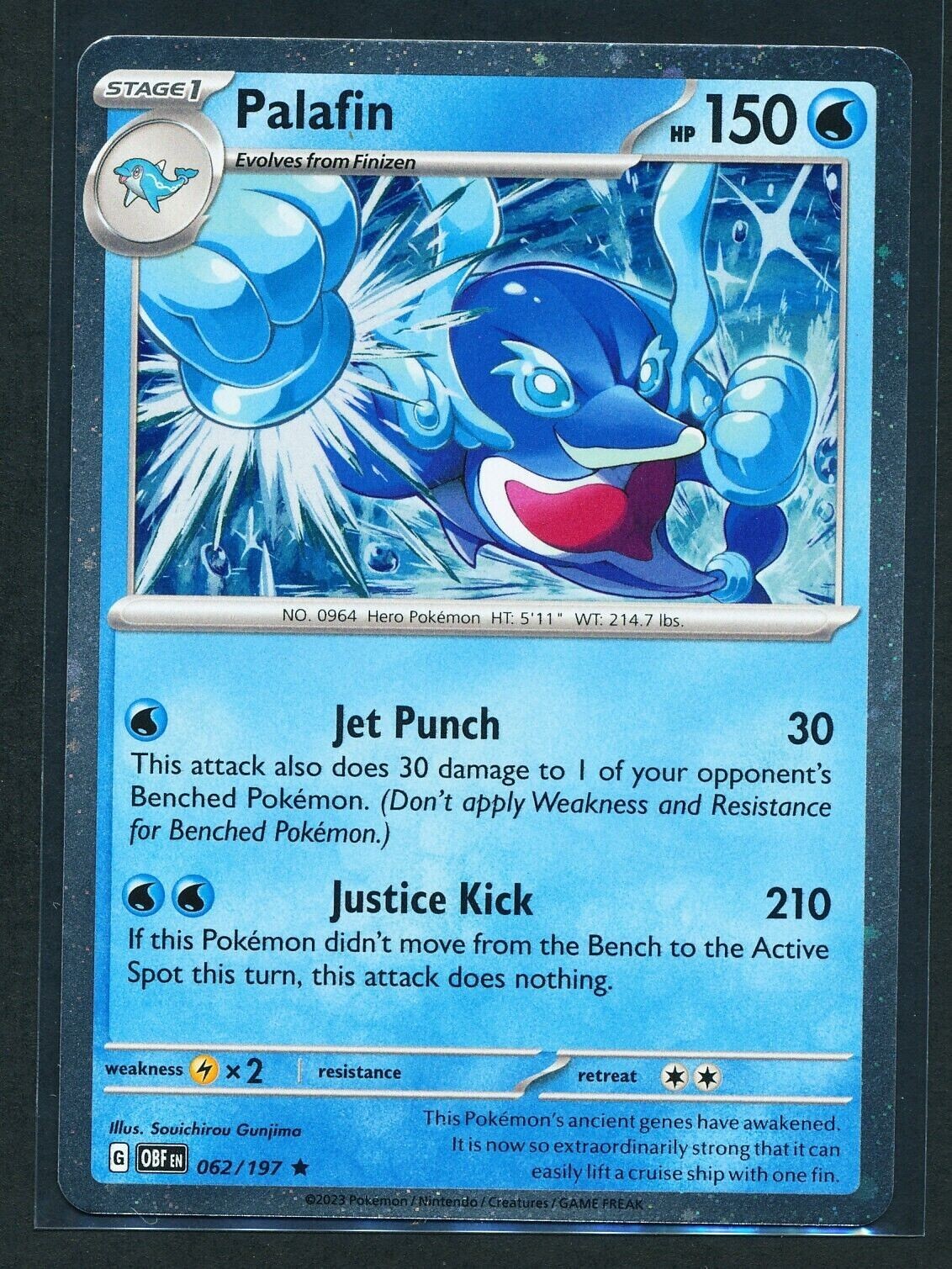 Palafin 062/197 Cosmos Holo Rare Promo Pokémon 2023 SV Obsidian Flames - NM/M