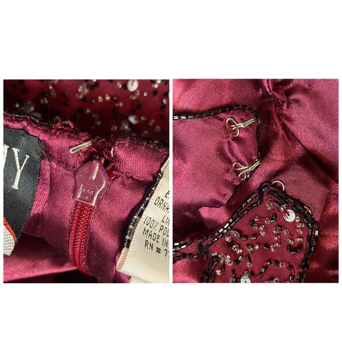 Y2K ROMY SCALA Kleid Seide Pailletten Neckholder hinten offen rot burgund Größe Medium - Bild 10 von 10