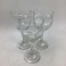 3x Libbey Chivalry 6 Panel Textured Wine/Juice Goblets 6 1/4" Tall Discontinued
