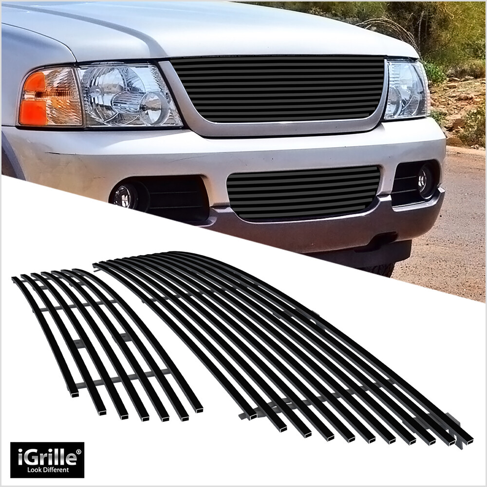 Grilleworld Black Stainless Billet Grille Insert For Ford Explorer 2016-2019 - Main Upper