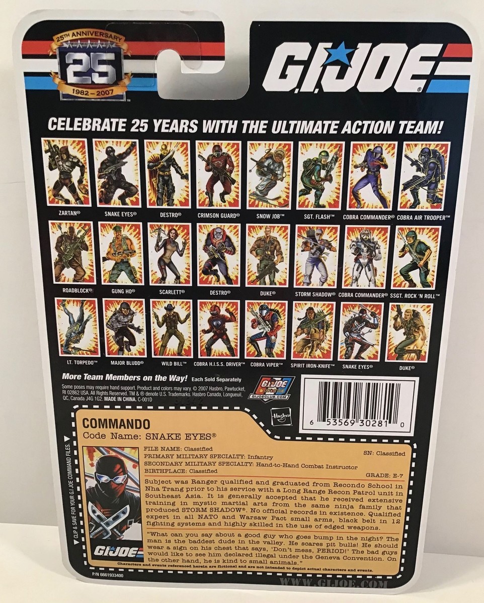GI Joe 25th Anniversary Snake Eyes Ninja Commando Foil Card Action