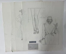 Lot 4 Deverett Allison 1970s/1980s Women's Corporate & Street Fashion Sketches