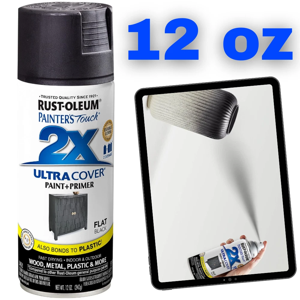 Flat Black Spray Paint 12oz Matte Finish For Wood Metal Plastic Plaster  Ceramic