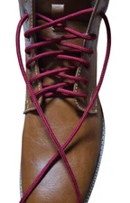 2 Pair Round 4mm thick Heavy Duty Burgundy red  boot shoelaces shoestrings *NEW*